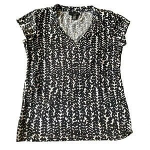 APOSTROPHE PETITE WOMENS BLACK WHITE TOP SHIRT SIZE MP MEDIUM
